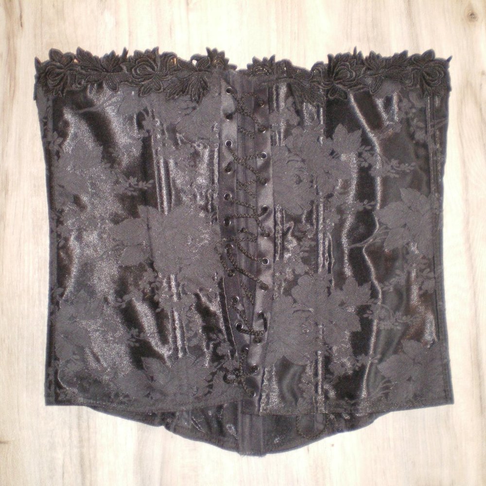 NWOT Vintage 1980's Beautiful Black Bustier/Waist Trainer/Corset w/Boning sz 38